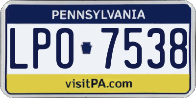 PA license plate LPO7538