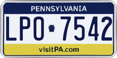 PA license plate LPO7542