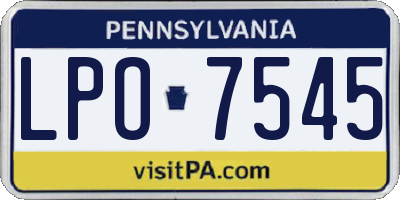 PA license plate LPO7545