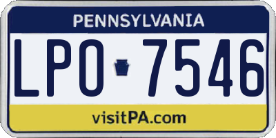 PA license plate LPO7546