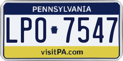 PA license plate LPO7547
