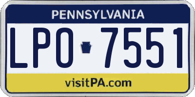 PA license plate LPO7551