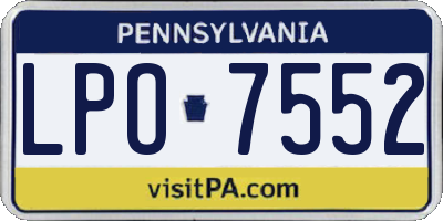 PA license plate LPO7552