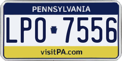 PA license plate LPO7556