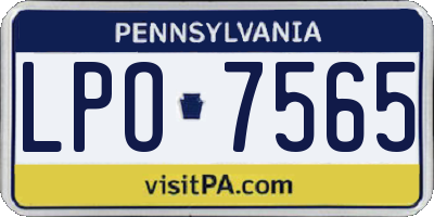 PA license plate LPO7565