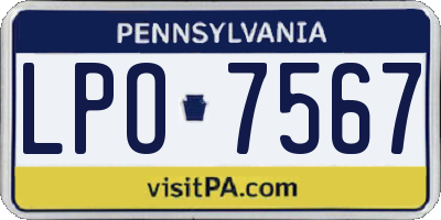 PA license plate LPO7567