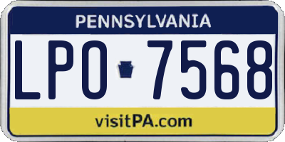 PA license plate LPO7568