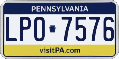 PA license plate LPO7576