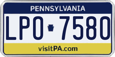 PA license plate LPO7580