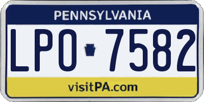 PA license plate LPO7582