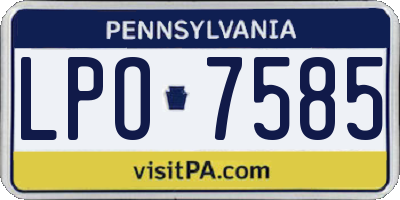 PA license plate LPO7585
