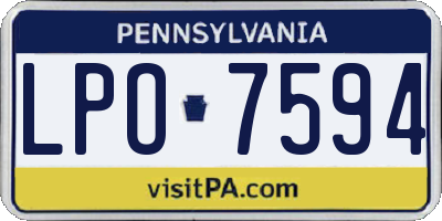 PA license plate LPO7594