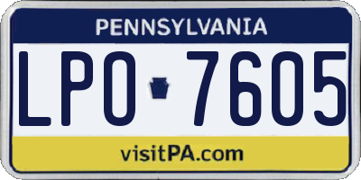PA license plate LPO7605