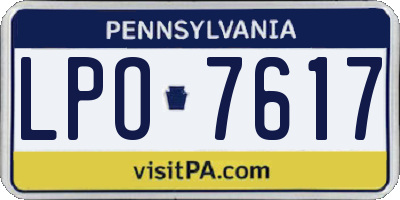 PA license plate LPO7617
