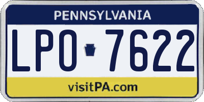 PA license plate LPO7622