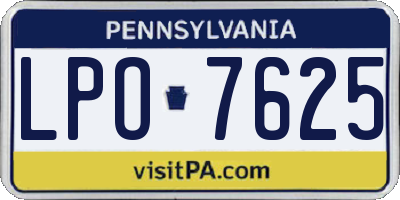 PA license plate LPO7625