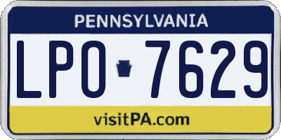 PA license plate LPO7629