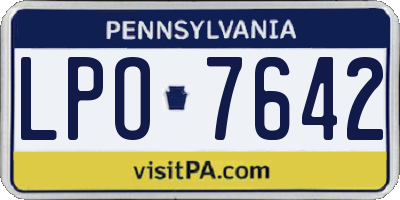 PA license plate LPO7642