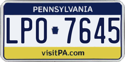 PA license plate LPO7645