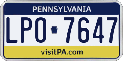 PA license plate LPO7647