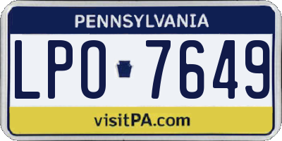 PA license plate LPO7649