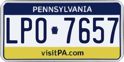 PA license plate LPO7657