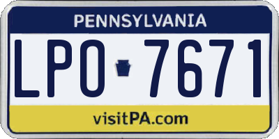 PA license plate LPO7671