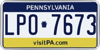 PA license plate LPO7673
