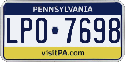 PA license plate LPO7698