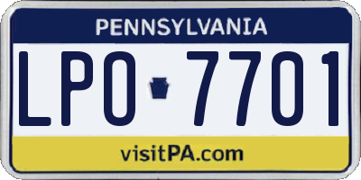 PA license plate LPO7701