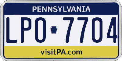 PA license plate LPO7704