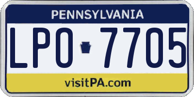 PA license plate LPO7705
