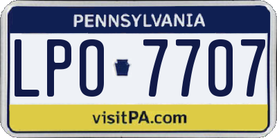 PA license plate LPO7707