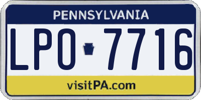 PA license plate LPO7716
