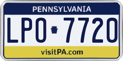 PA license plate LPO7720