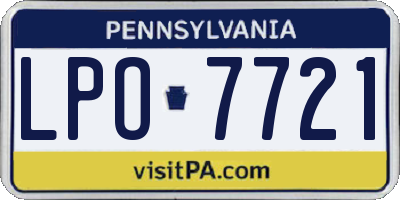 PA license plate LPO7721