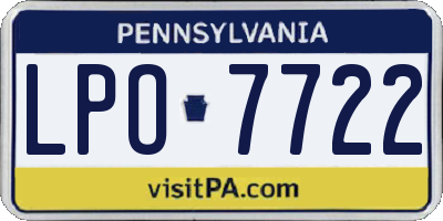PA license plate LPO7722