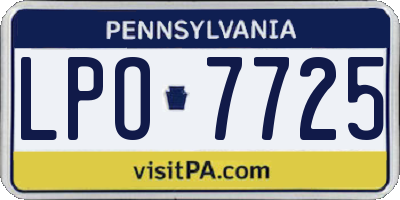 PA license plate LPO7725
