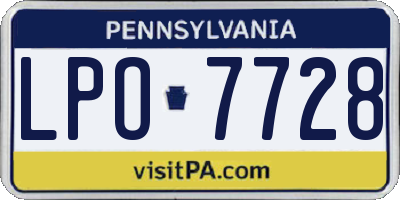 PA license plate LPO7728
