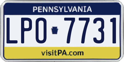 PA license plate LPO7731