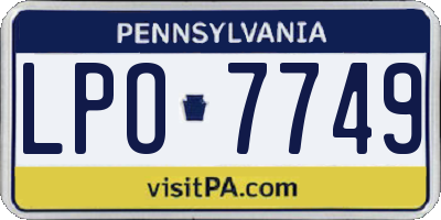 PA license plate LPO7749