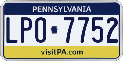 PA license plate LPO7752