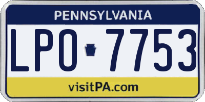 PA license plate LPO7753