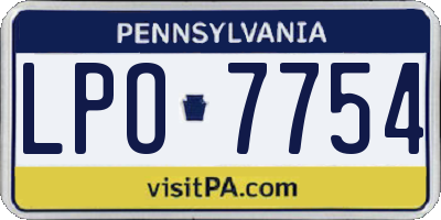 PA license plate LPO7754