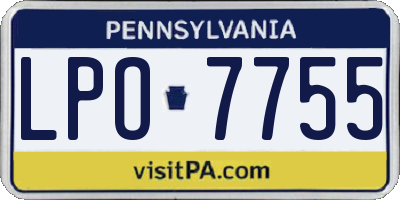PA license plate LPO7755