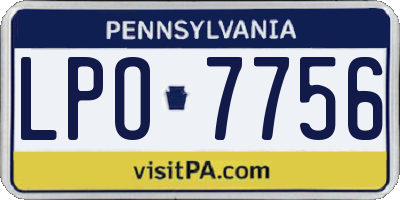 PA license plate LPO7756