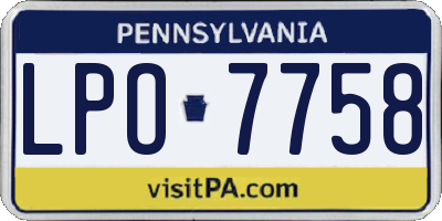 PA license plate LPO7758
