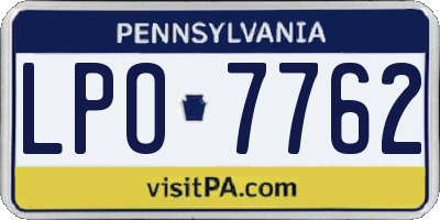 PA license plate LPO7762