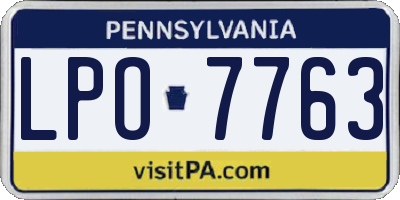 PA license plate LPO7763