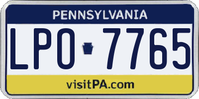 PA license plate LPO7765